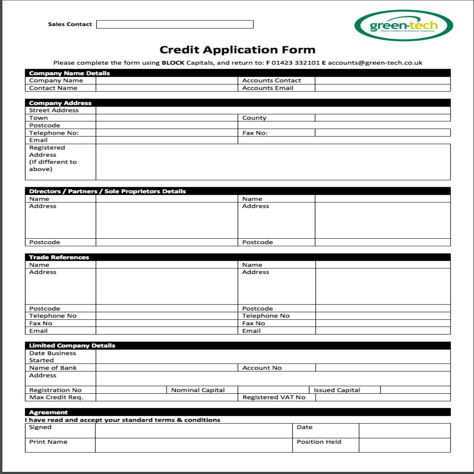 Green-tech Credit Application 